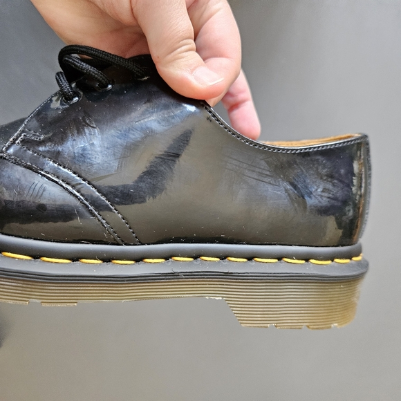 Dr. Martens 1461 Oxford Black Patent Leather With Yellow Stitching Sz 41 / US 9 - Picture 8 of 8